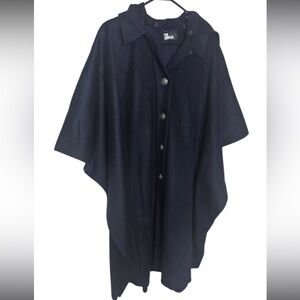 The Kooples Navy Hooded Cape Coat, NWT, One Size